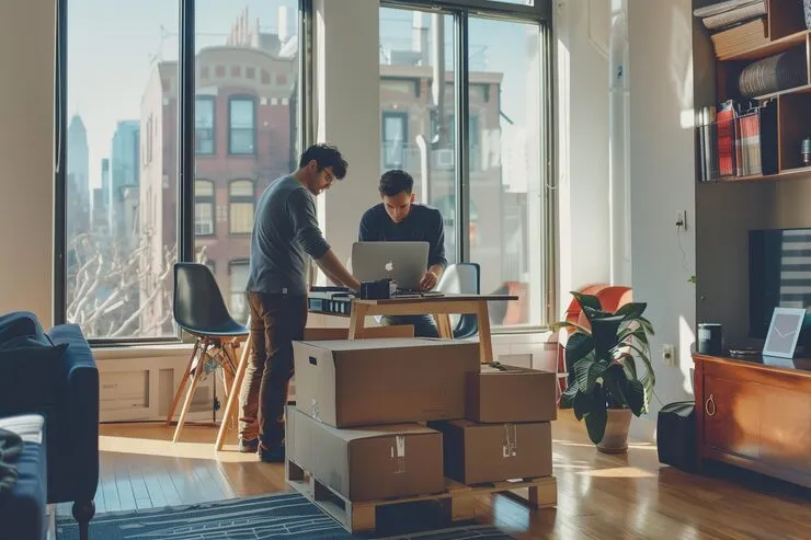 IT professionals planning an NYC office relocation and internet setup.