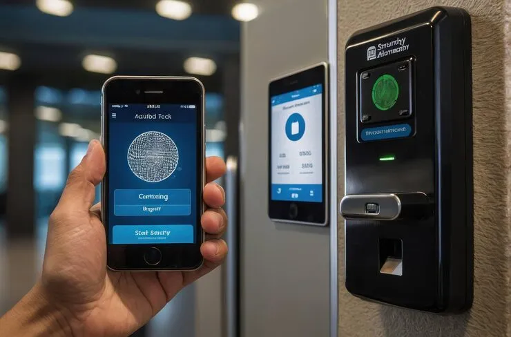 Mobile access credentials and key card access reader setup in a New York office